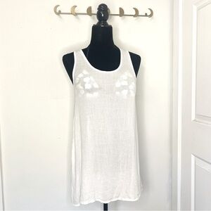 Roxy off white long tank with embroidered back - Extra Small